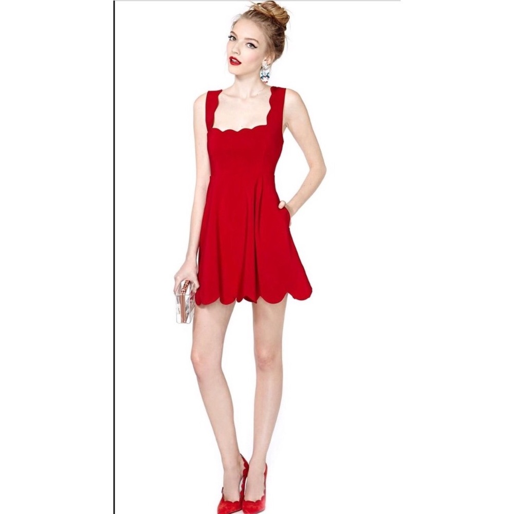 Nasty Gal Red Scalloped Dress