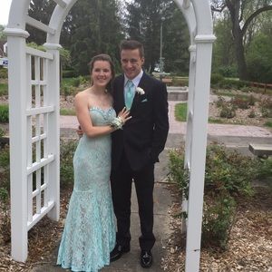 Sequin Hearts Turquoise Prom Dress