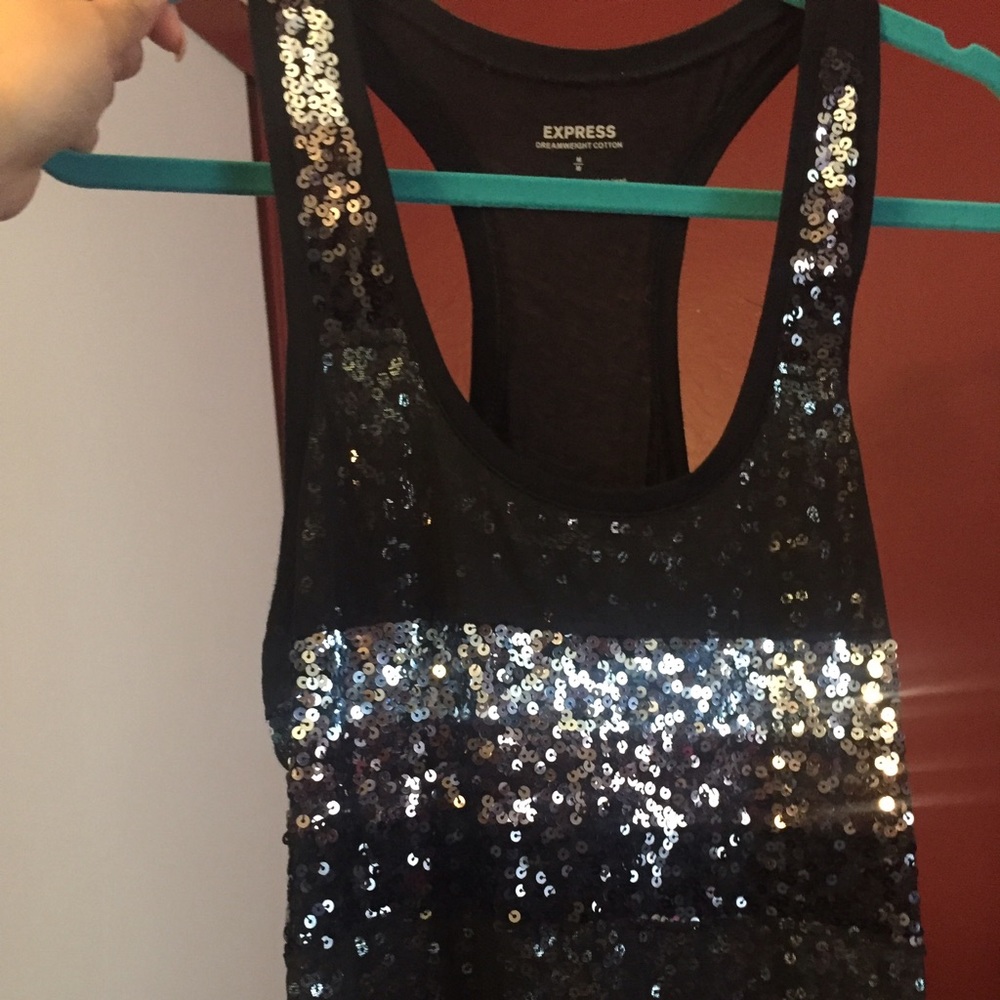 EXPRESS black and silver sequins tank