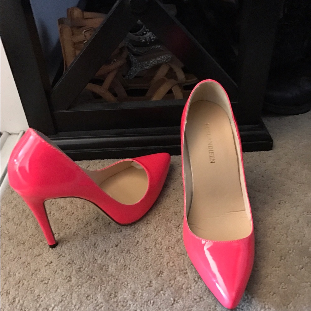 Neon pink pumps
