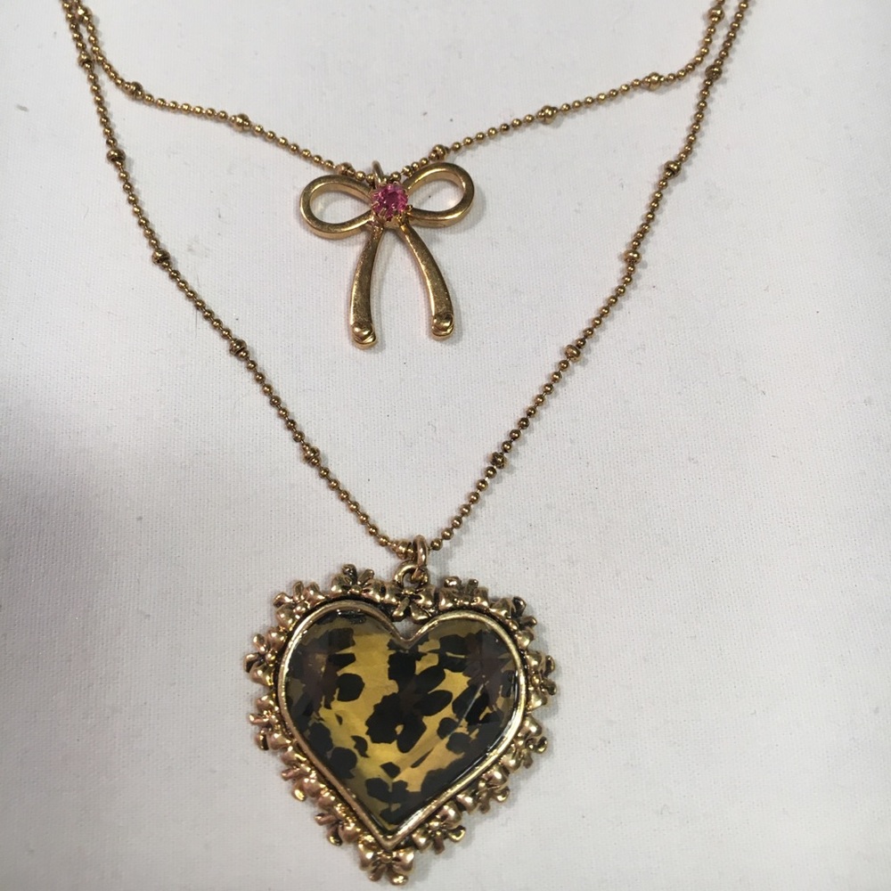 Betsey Johnson leopard heart necklace