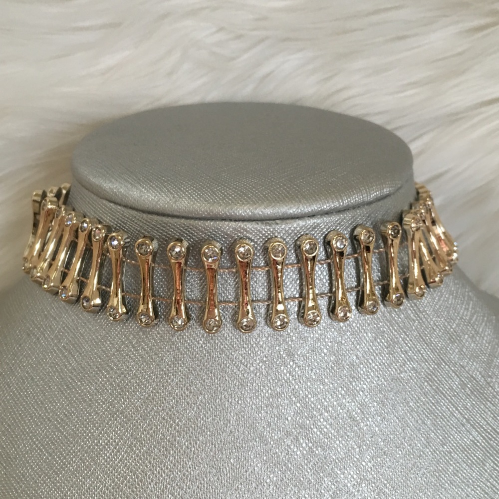 Sexy crystal gold choker necklace rhinestone - Picture 3 of 4