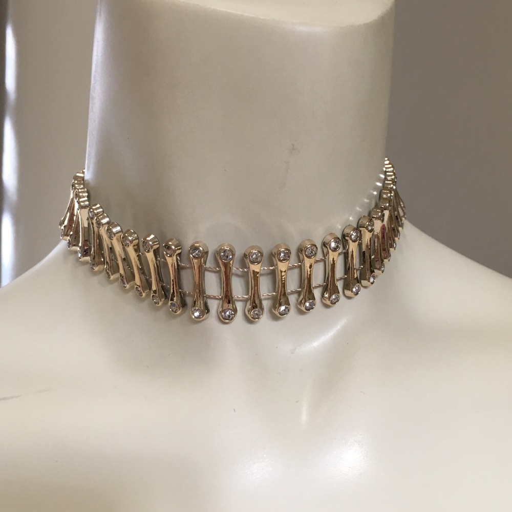 Sexy crystal gold choker necklace rhinestone - Picture 2 of 4