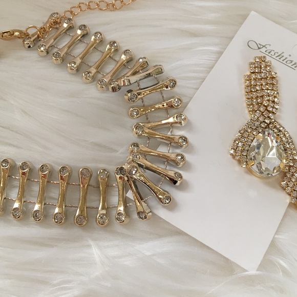 Sexy crystal gold choker necklace rhinestone - Picture 4 of 4