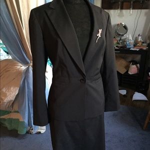 Off Black Pinstriped Suit