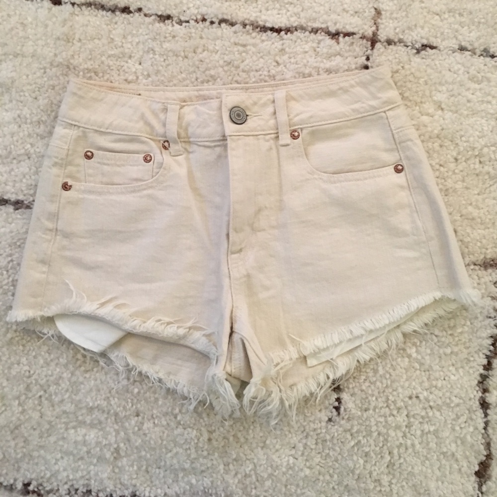 White High Waisted Shorts w/ American Flag Pockets