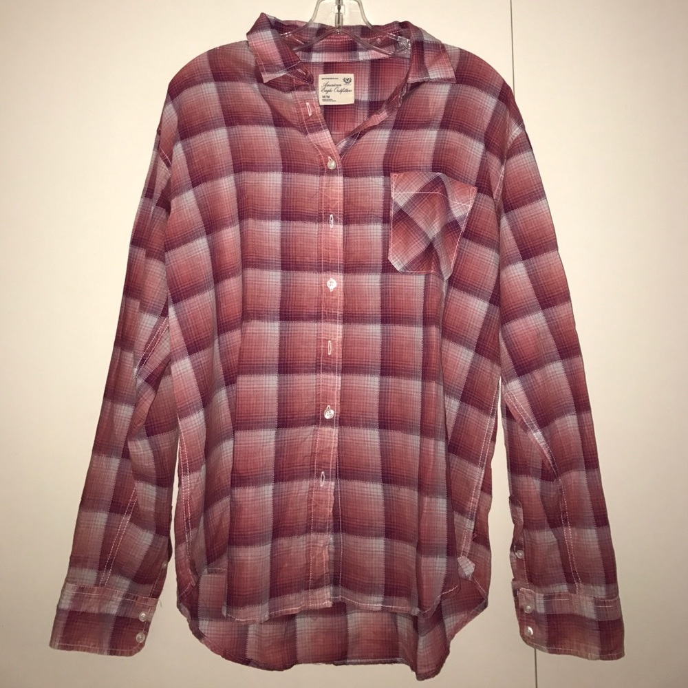Red Plaid Boyfriend Fit Shirt