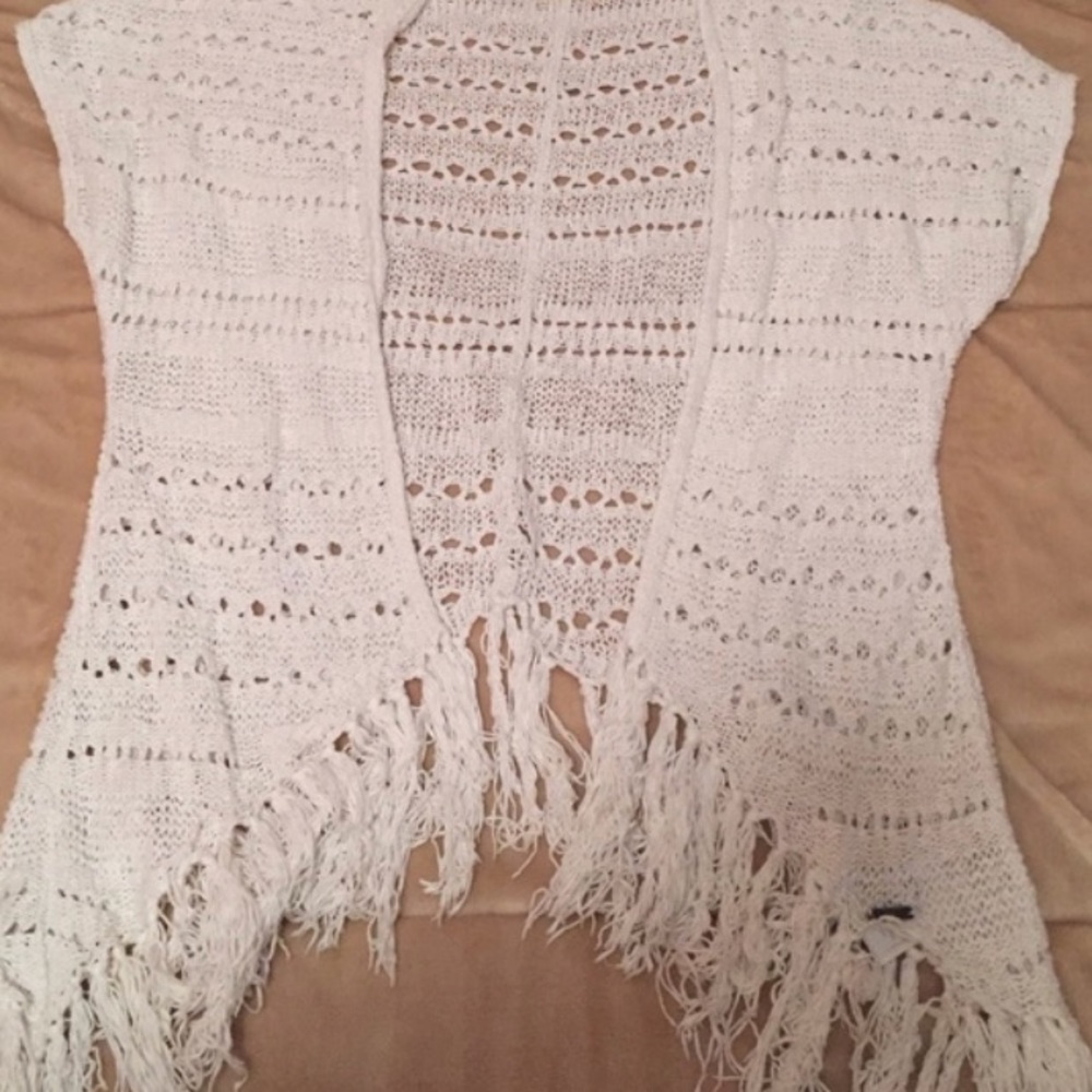 Hollister White Crochet Kimono