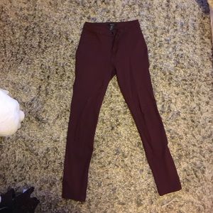 High-Waisted Maroon Jeans