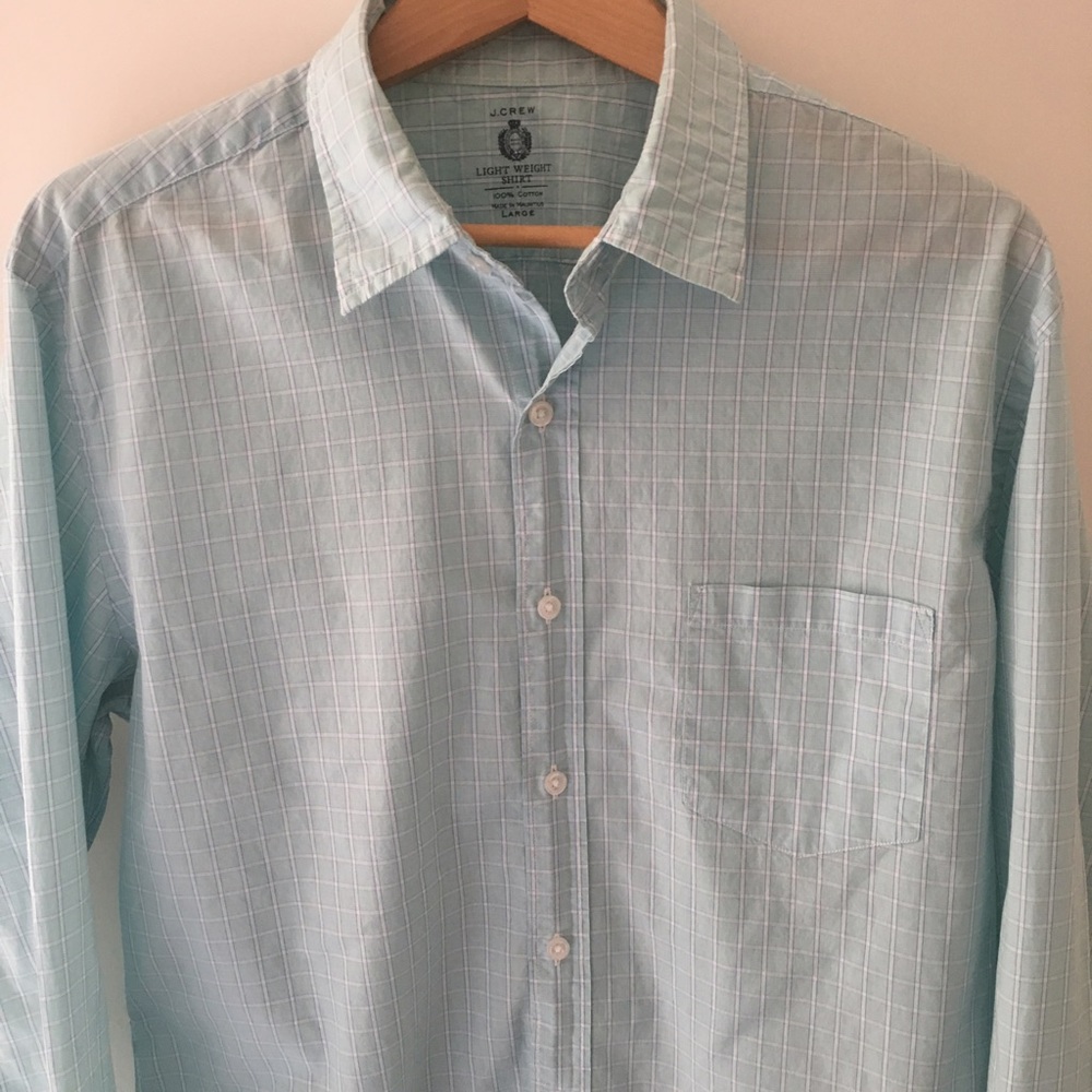 J. CREW Men's Button Down Light Aqua shirt, sz L