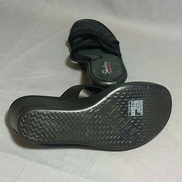 SKECHERS MEMORY FOAM Sandals 9 M Slides Heels 2.5" - Picture 4 of 4