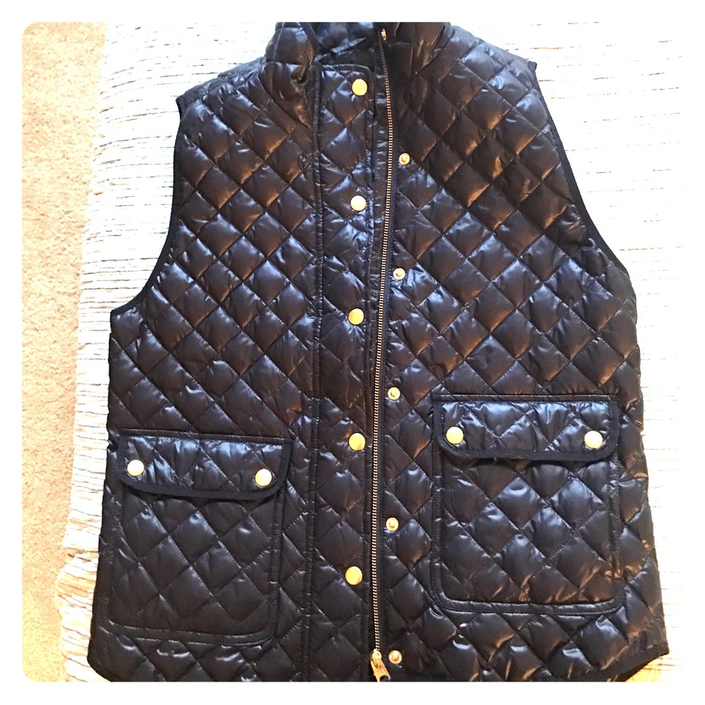 J Crew Down Puff Vest Navy Blue
