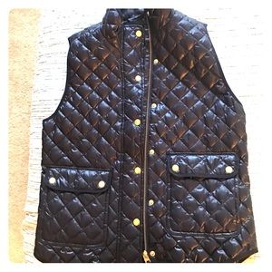 J Crew Down Puff Vest Navy Blue