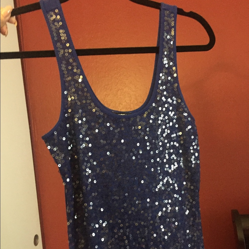 EXPRESS blue sequins top
