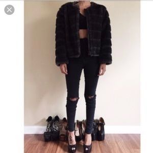 Ann Taylor Faux Fur cropped jacket