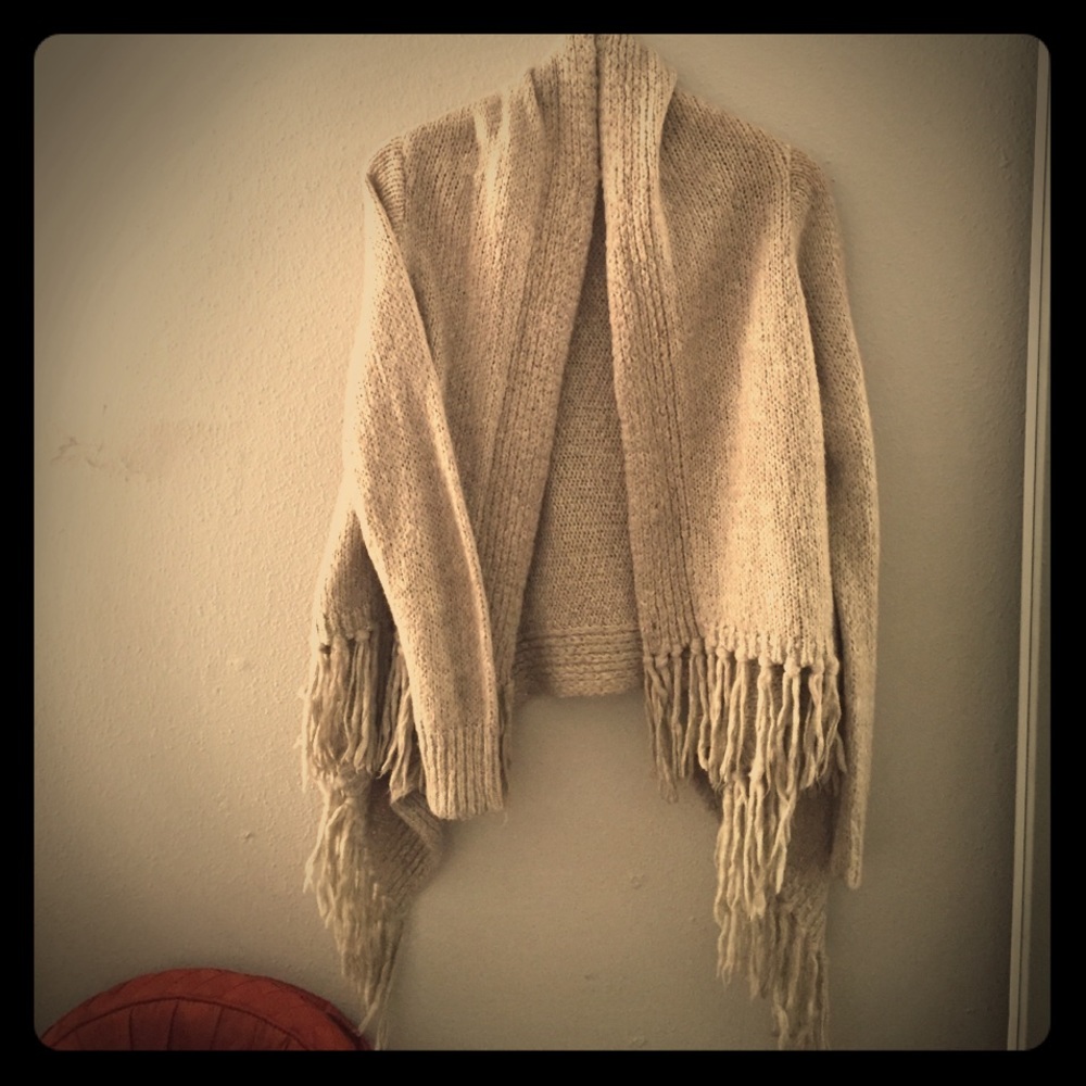 Kirra Grey Fringe Wrap Cardigan