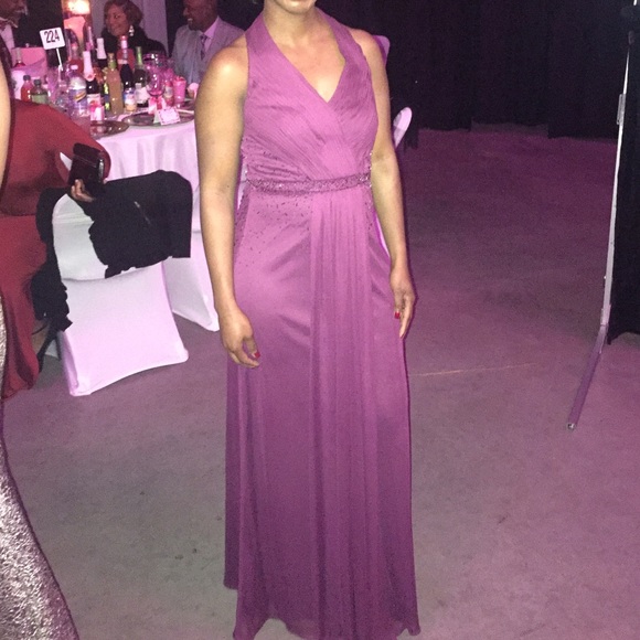 JS Collections Beaded Waist Halter Gown - Picture 4 of 4