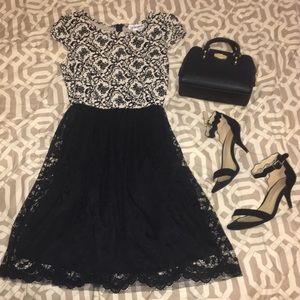 ⭐️SALE NWT Classy Black Lace Cream Patterned Dress