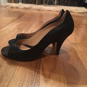 BCBGirls black open toe pumps