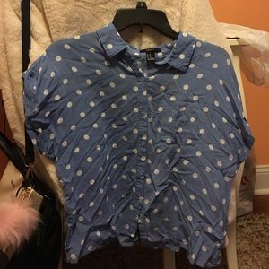 Polka Dot Cropped Button Up