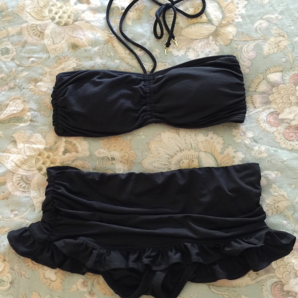 Juicy Couture Black Bandeau/Skirt Bikini - Medium