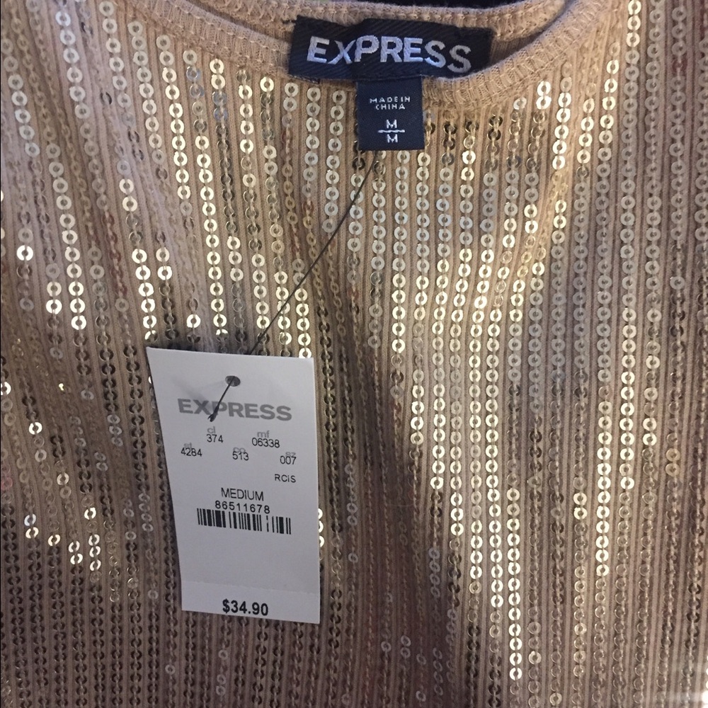 NWT EXPRESS gold sequins top