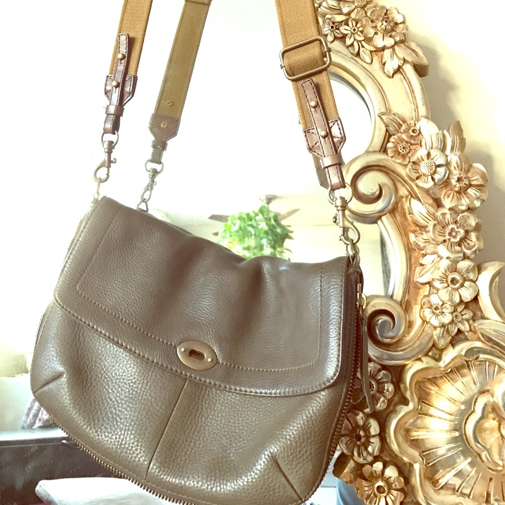 JCrew olive leather cross body bag