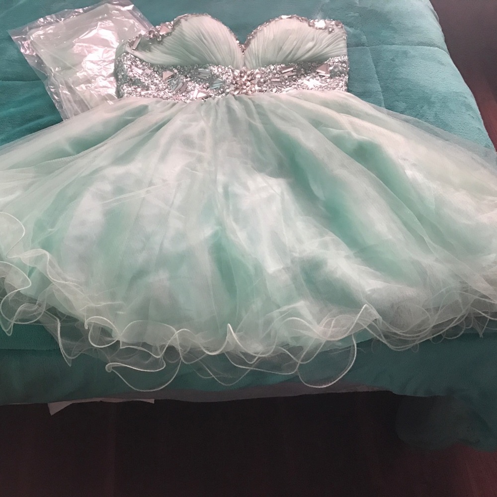 Aqua dress.