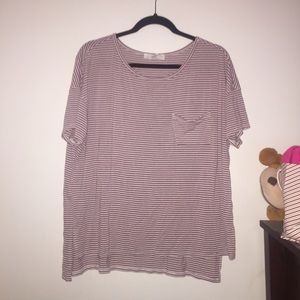 pink and white striped top