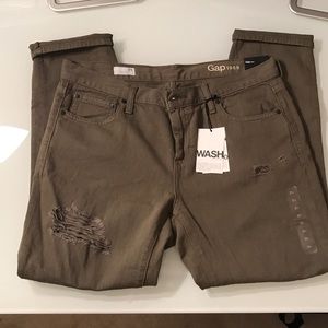 Olive green girlfriend jeans