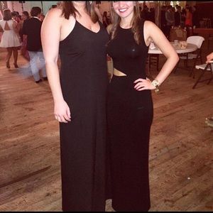Black long dress with thin straps