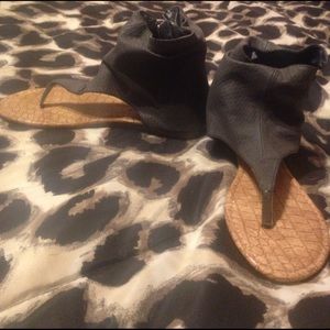 Gray Slouchy Sandals