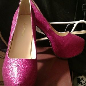 Pink glitter heels