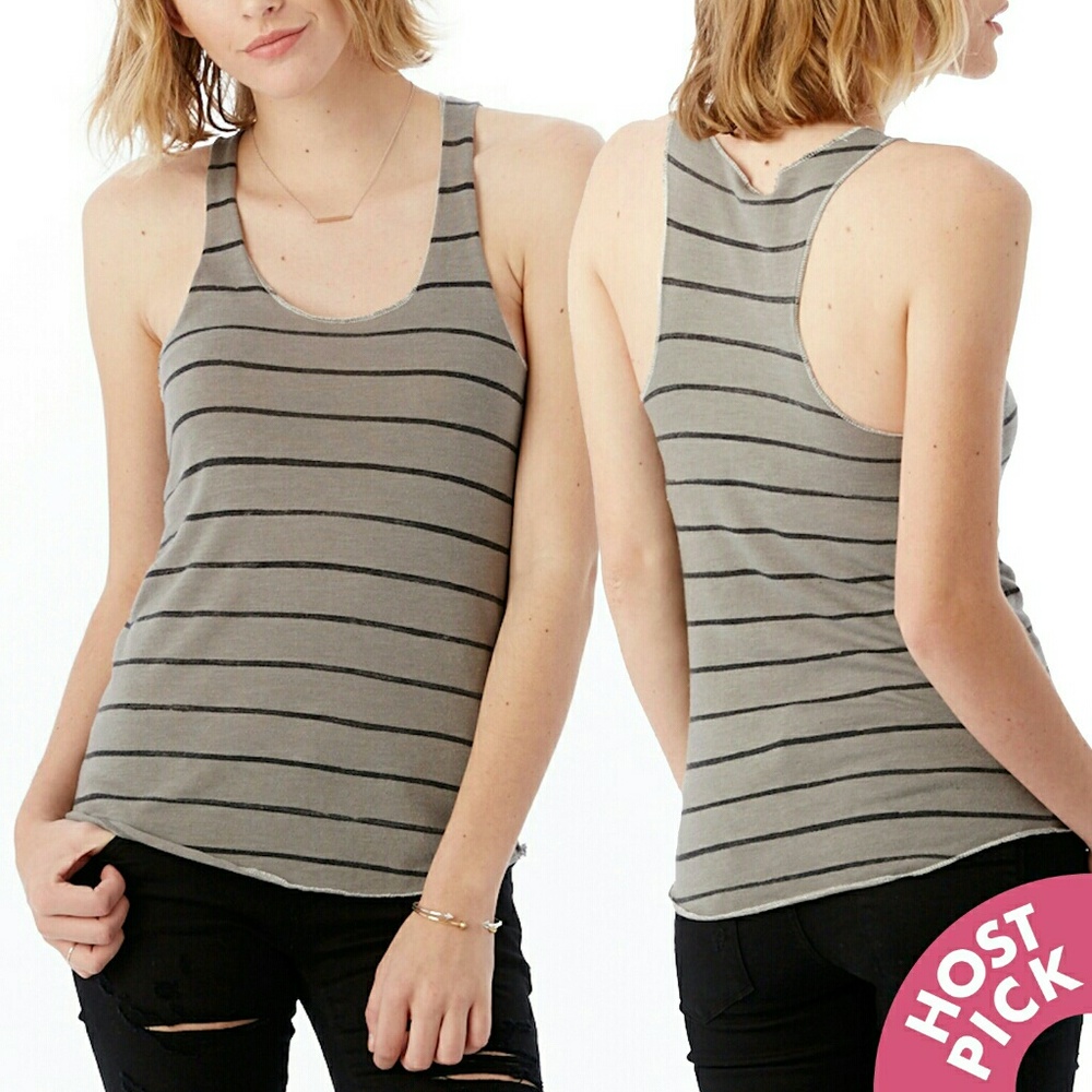 Super Soft "Concrete Ink" Gray Striped Tank NWOT