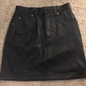 Black 100% Real Leather High Waisted Mini Skirt