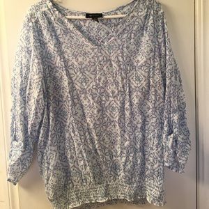 Blue and white blouse