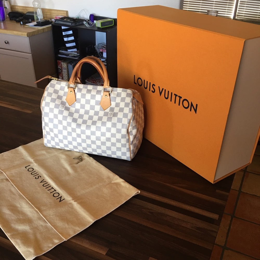 Authentic Louis Vuitton Speedy 30 Damier Azur
