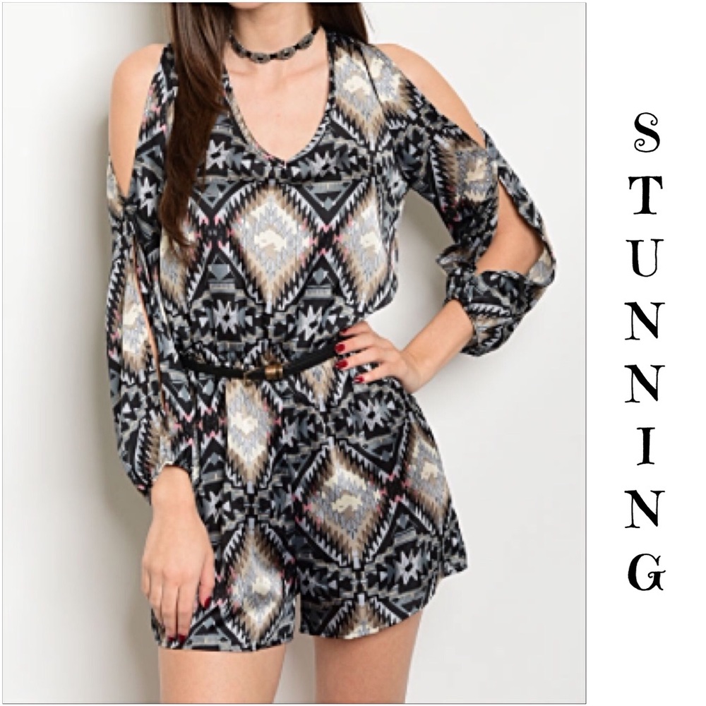 Stunning Cold Shoulder Satin Romper Medium - Picture 2 of 3