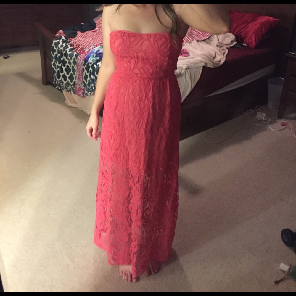 Pink maxi dress with bow back