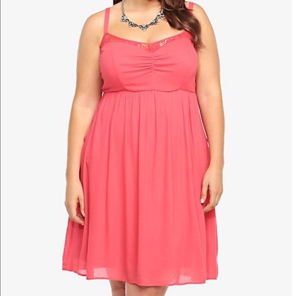torrid Dresses & Skirts - Torrid Coral Lace Illusion Dress