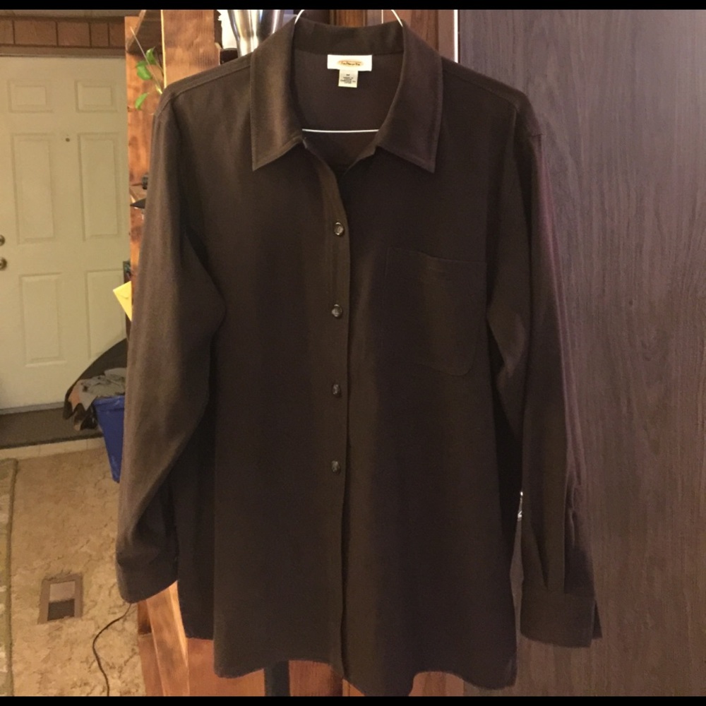 Talbots Long Sleeves woman's Tops Brown S-M - Picture 3 of 7
