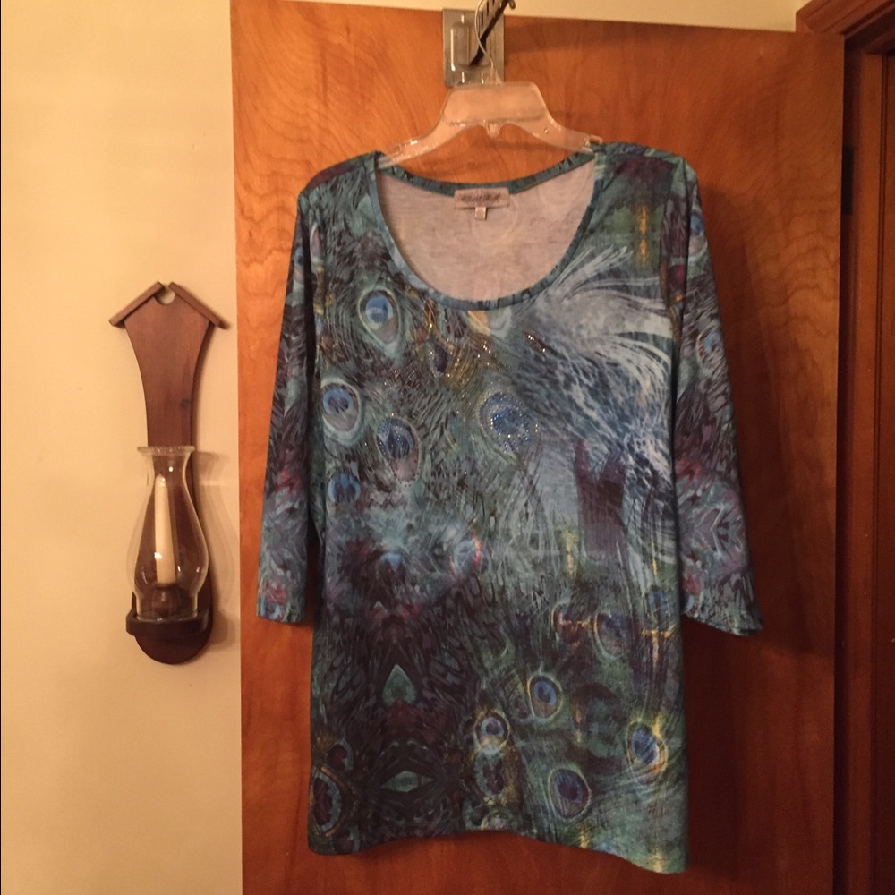 Teal Peacock Design Tee