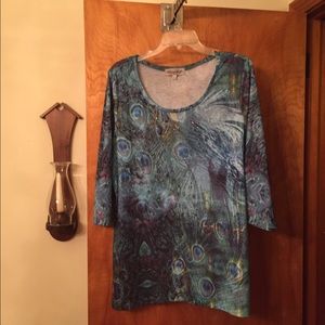 Teal Peacock Design Tee