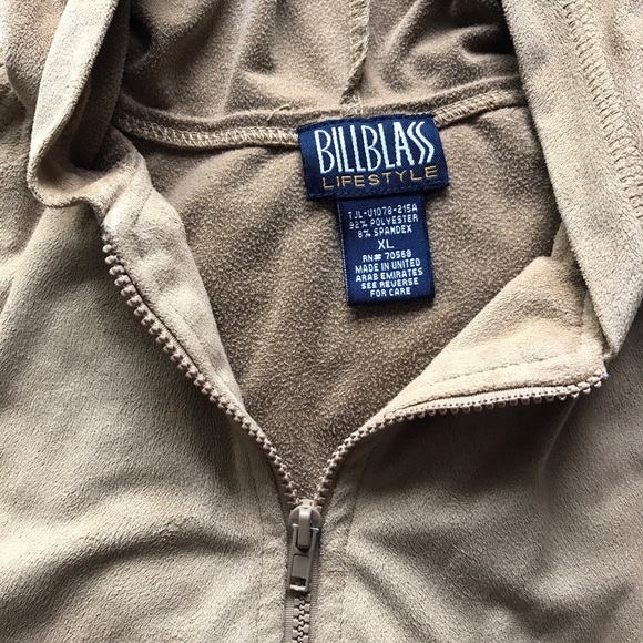 Suede / Velvet Zip Up Sweatshirt in Nude/Camel - Picture 7 of 8