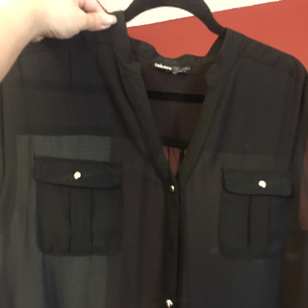 Sheer black bottom tie top