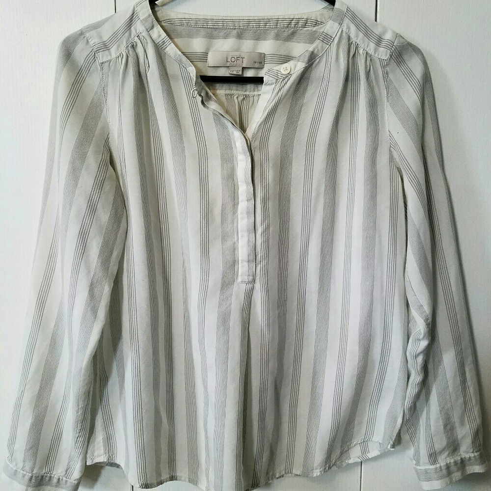 Off white and gray striped blouse