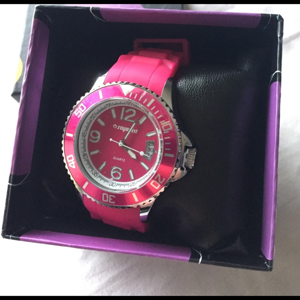 βοΈSOLDβοΈπ NIB Hot Pink Women's Watch - Picture 1 of 5