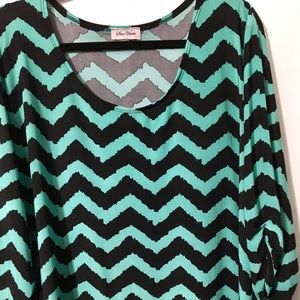 Teal and black chevron tunic.