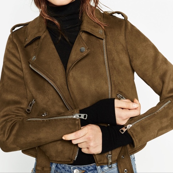 Zara Suede Effects Jacket in Khaki - Picture 1 of 2
