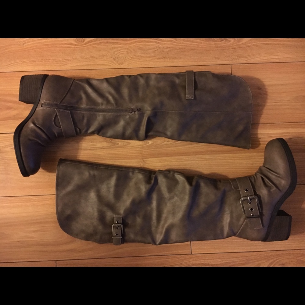 Over the knee grey boots